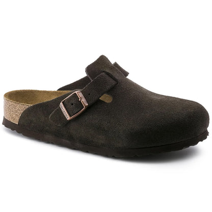 BOSTON SOFT FOOTBED MOCCA SUEDE LEATHER CLOGS