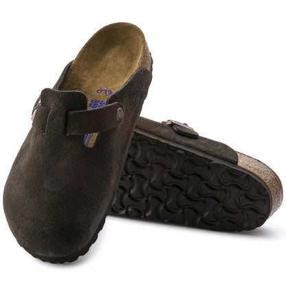 BOSTON SOFT FOOTBED MOCCA SUEDE LEATHER CLOGS
