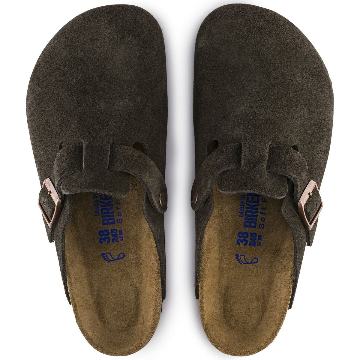 BOSTON SOFT FOOTBED MOCCA SUEDE LEATHER CLOGS