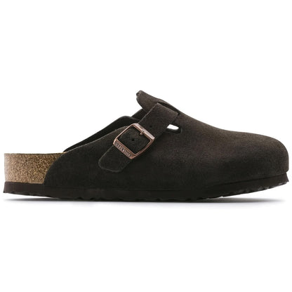 BOSTON SOFT FOOTBED MOCCA SUEDE LEATHER CLOGS
