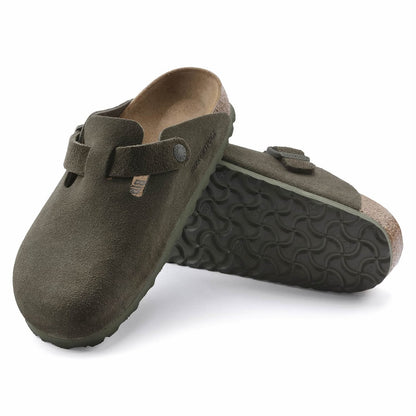 BOSTON GREEN SUEDE LEATHER CLOGS