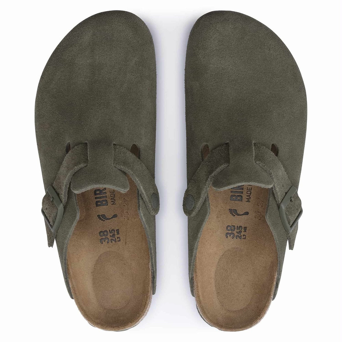 BOSTON GREEN SUEDE LEATHER CLOGS