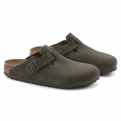 BOSTON GREEN SUEDE LEATHER CLOGS